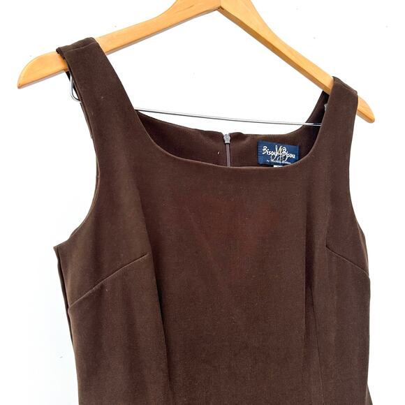 Vintage Bisou Bisou 90s Chocolate Brown Column Maxi Dress 8 Michele Bohbot - Picture 5 of 9